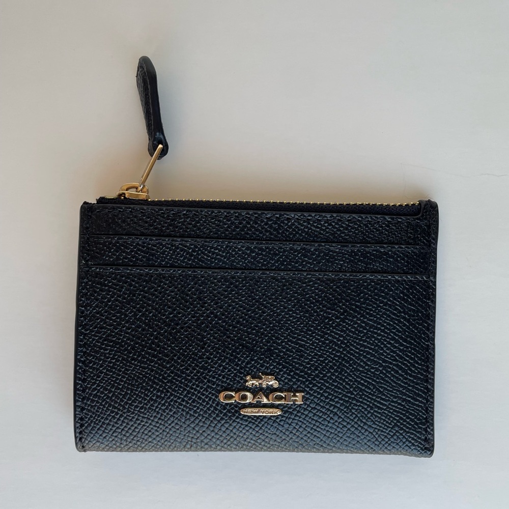 Coach Black Textured Leather Card Holder